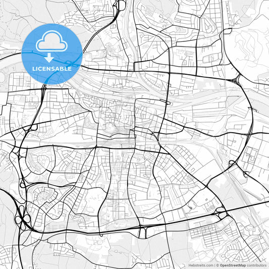 Vector PDF map of Regensburg, Germany