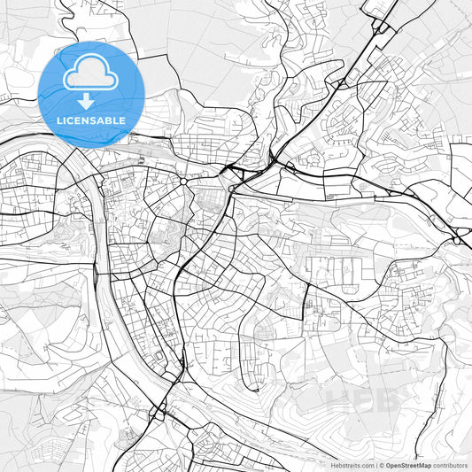 Vector PDF map of Wurzburg, Germany