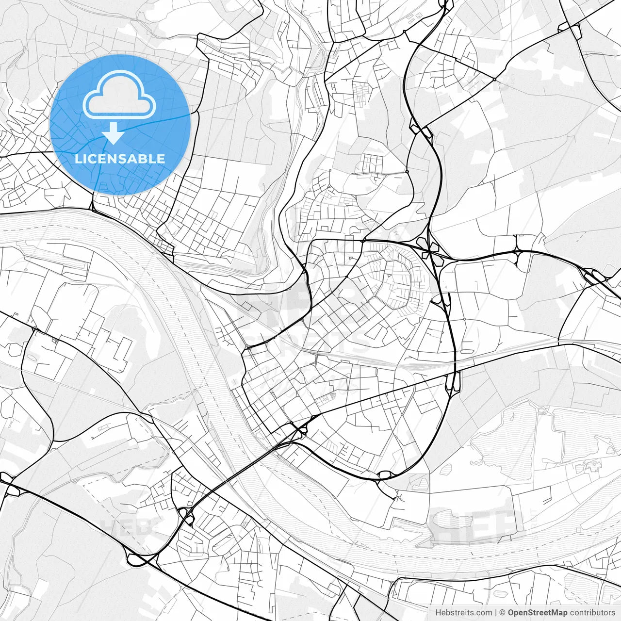 Vector PDF map of Neuwied, Germany