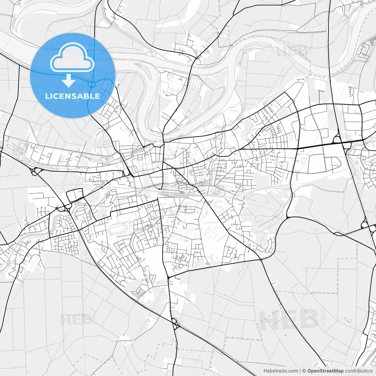 Vector PDF map of Straubing, Germany