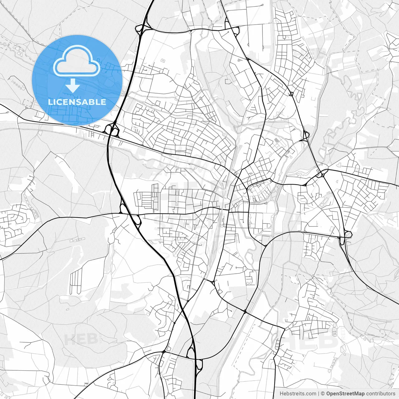 Vector PDF map of Weiden in der Oberpfalz, Germany