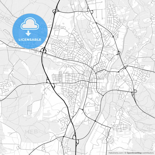 Vector PDF map of Weiden in der Oberpfalz, Germany