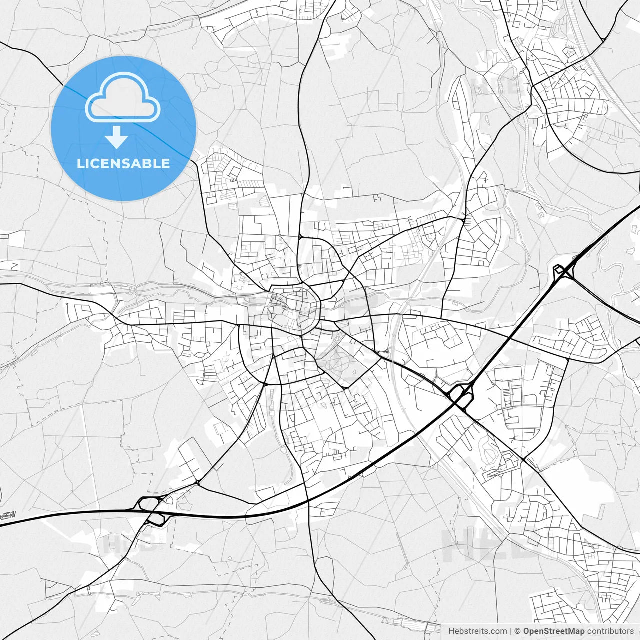 Vector PDF map of Schwabach, Germany
