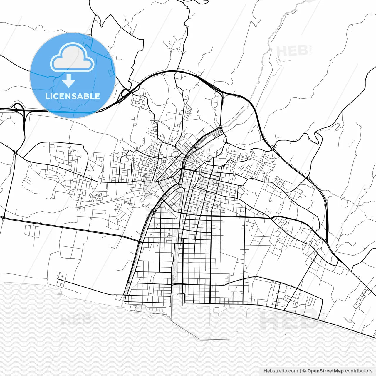 Vector PDF map of Kalamata, Greece