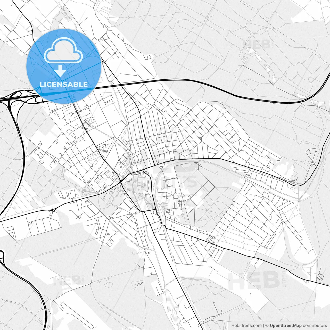 Vector PDF map of Gödöllő, Hungary