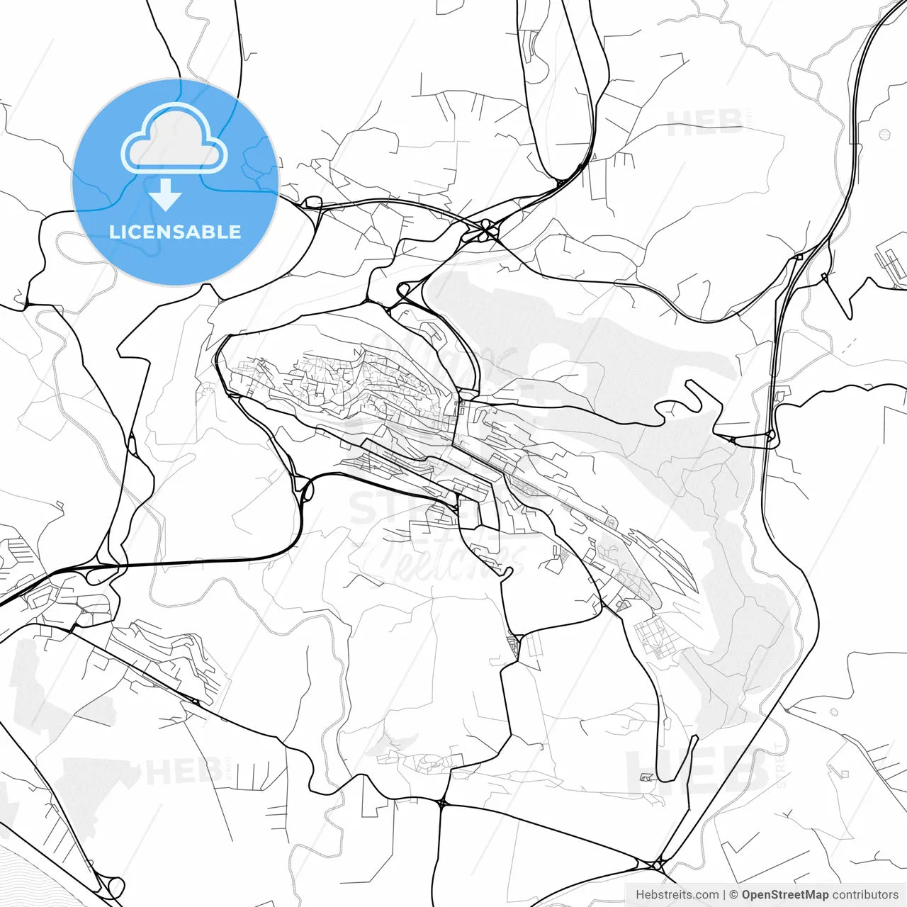 Vector PDF map of Agrigento, Italy