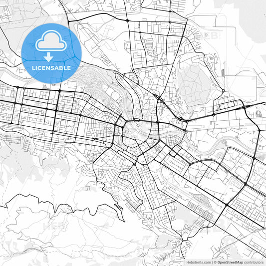 Vector PDF map of Skopje, North Macedonia