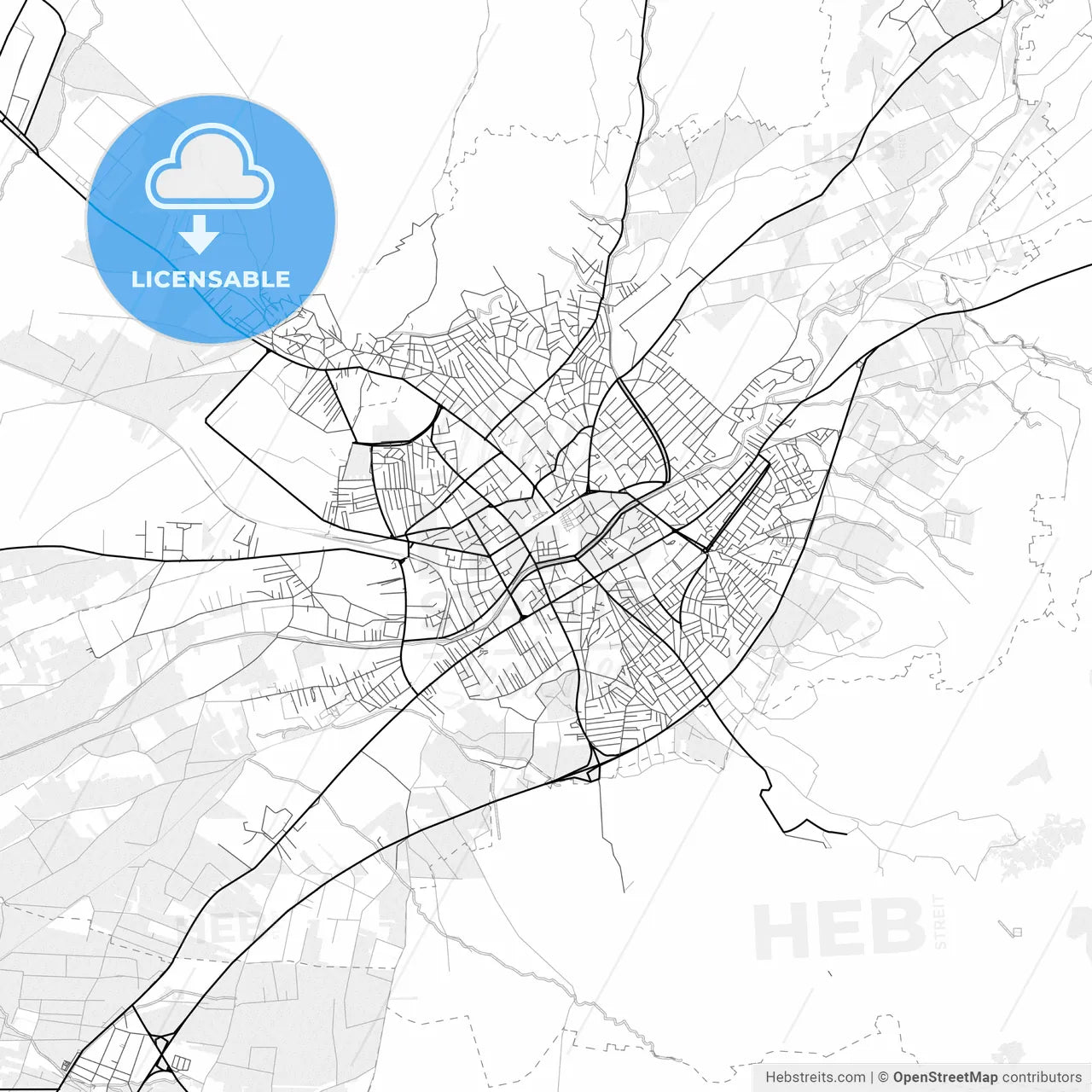Vector PDF map of Prilep, North Macedonia