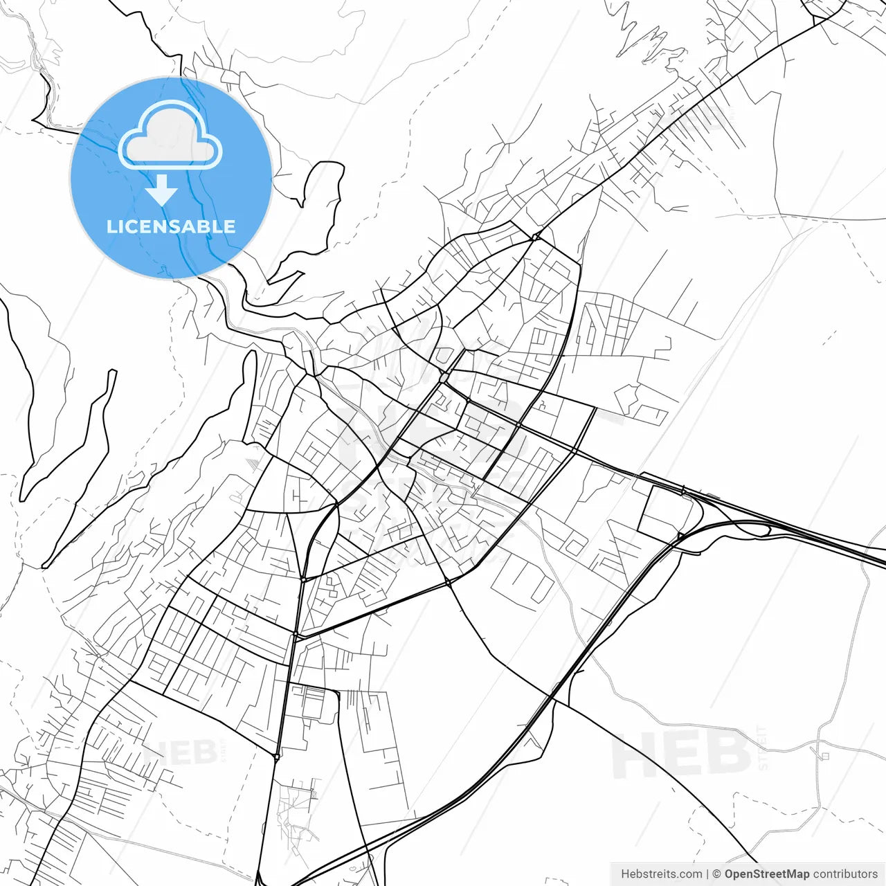 Vector PDF map of Tetovo, North Macedonia