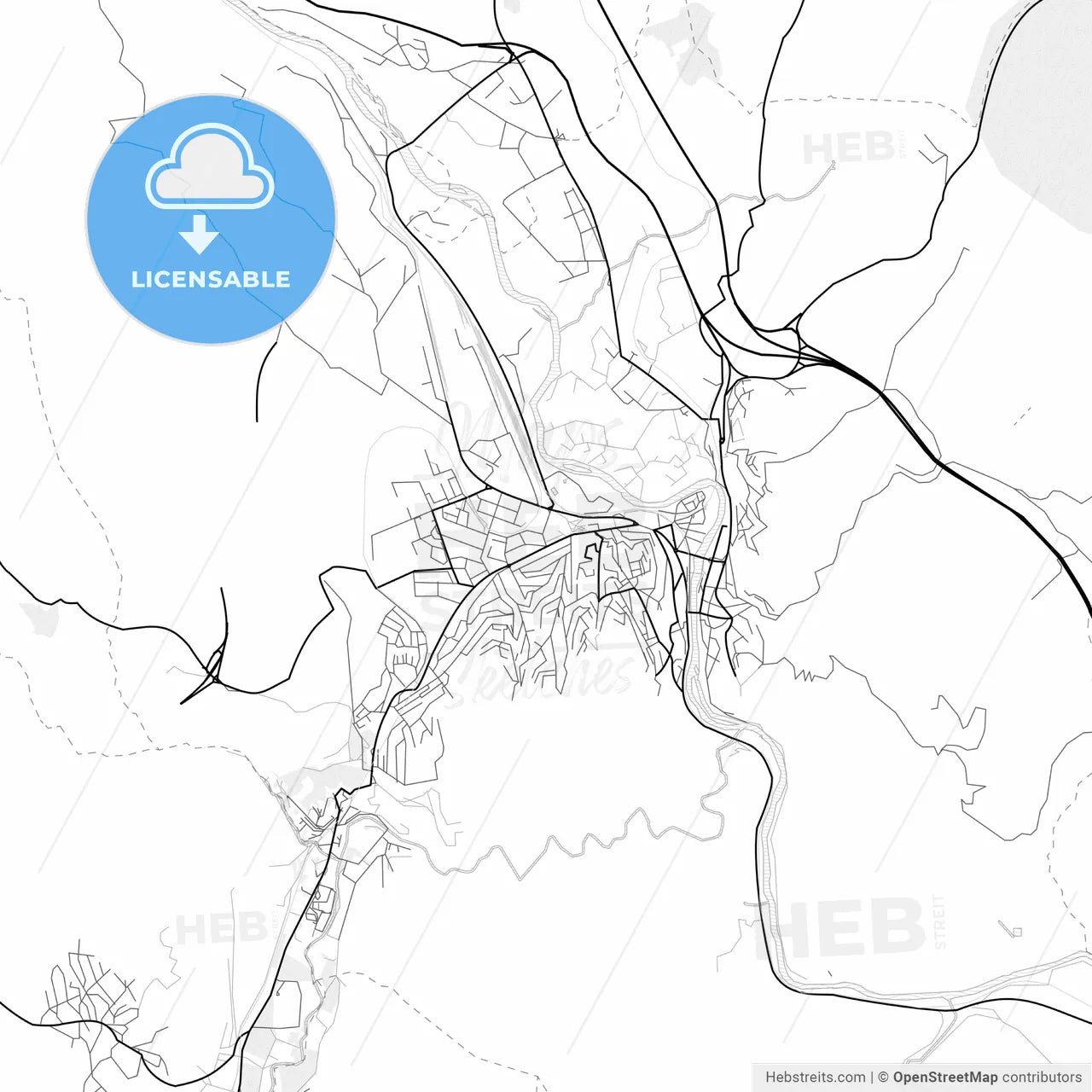 Vector PDF map of Veles, North Macedonia