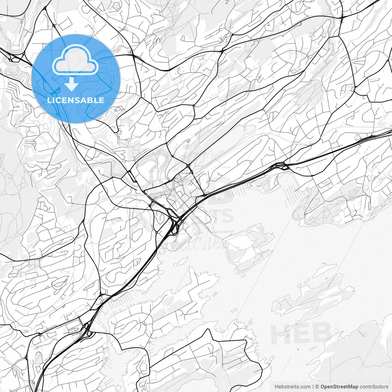 Vector PDF map of Sandvika, Norway