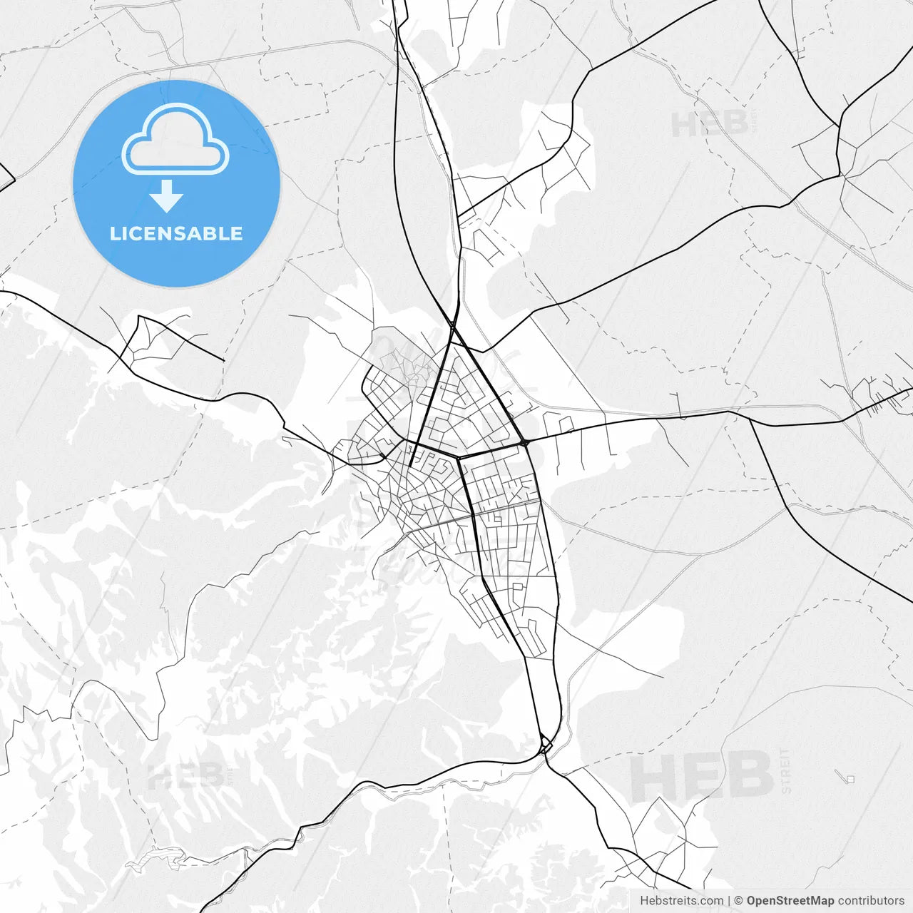 Vector PDF map of Strumica, North Macedonia