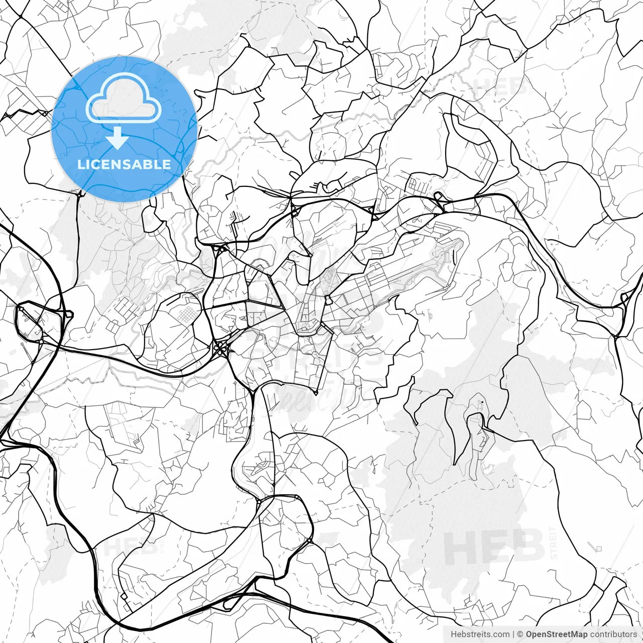 Vector PDF map of Guimarães, Portugal