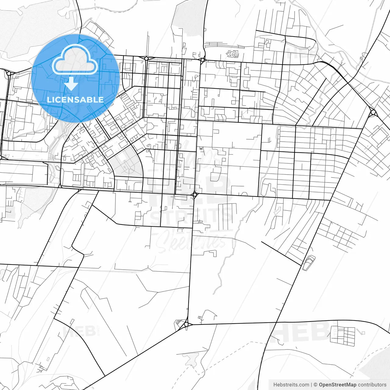 Vector PDF map of Almetyevsk, Russia