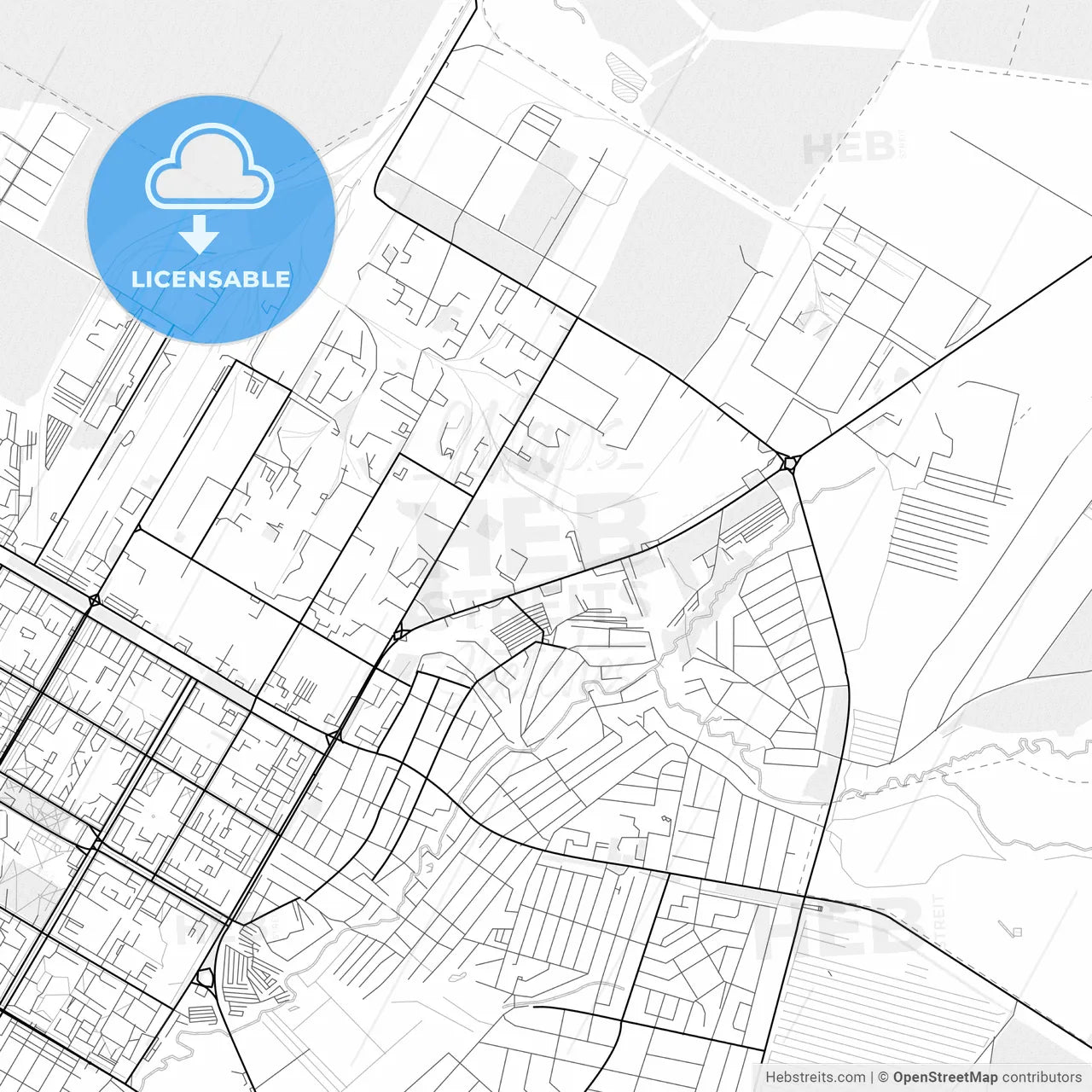 Vector PDF map of Neftekamsk, Russia