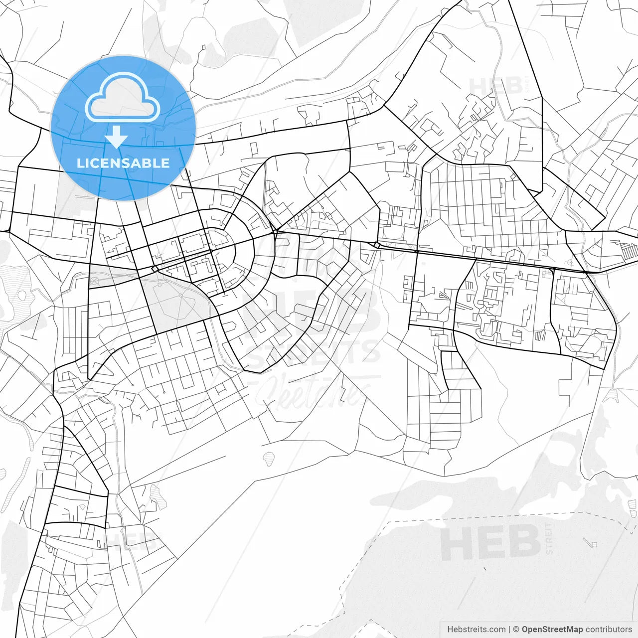 Vector PDF map of Oktyabrsky, Russia