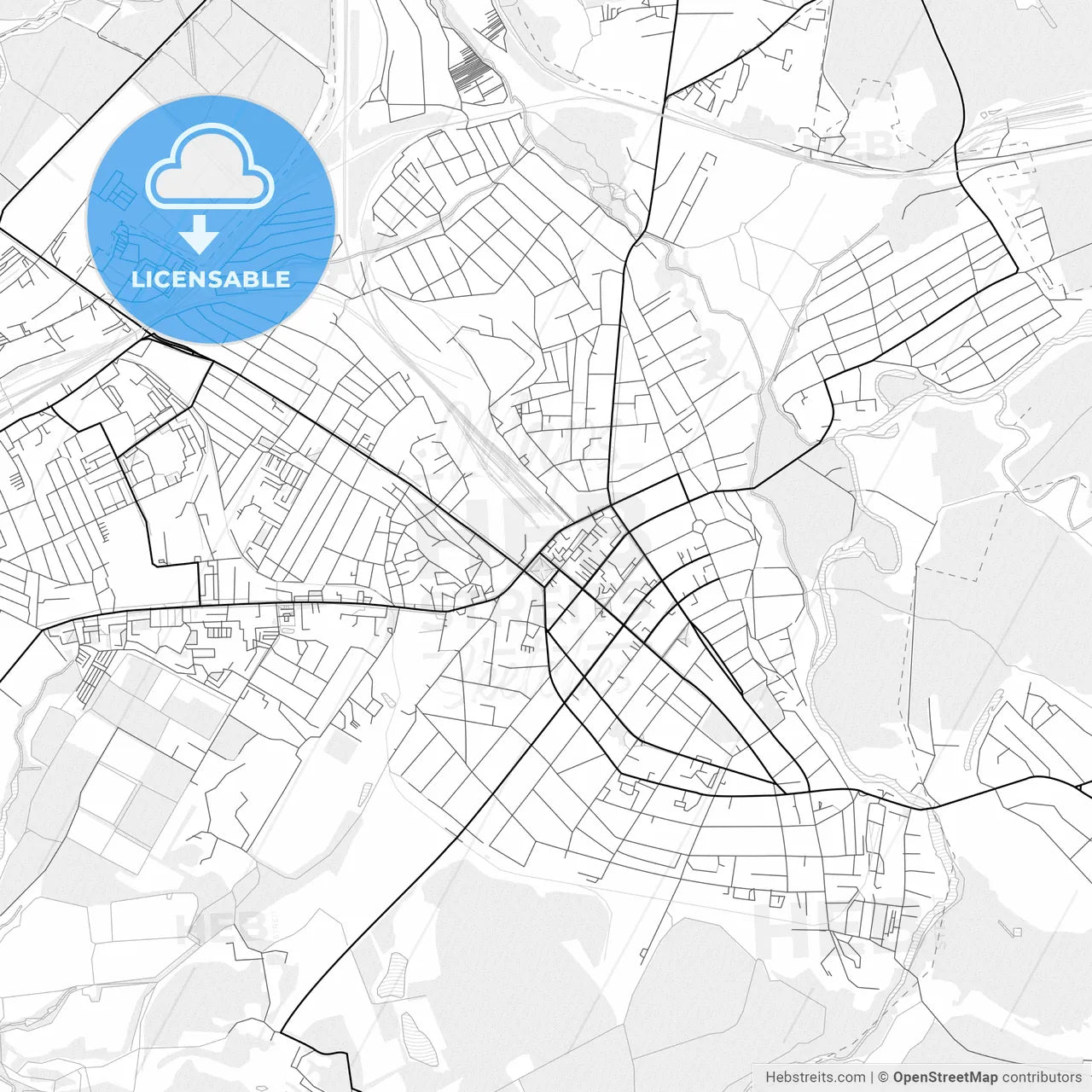 Vector PDF map of Michurinsk, Russia