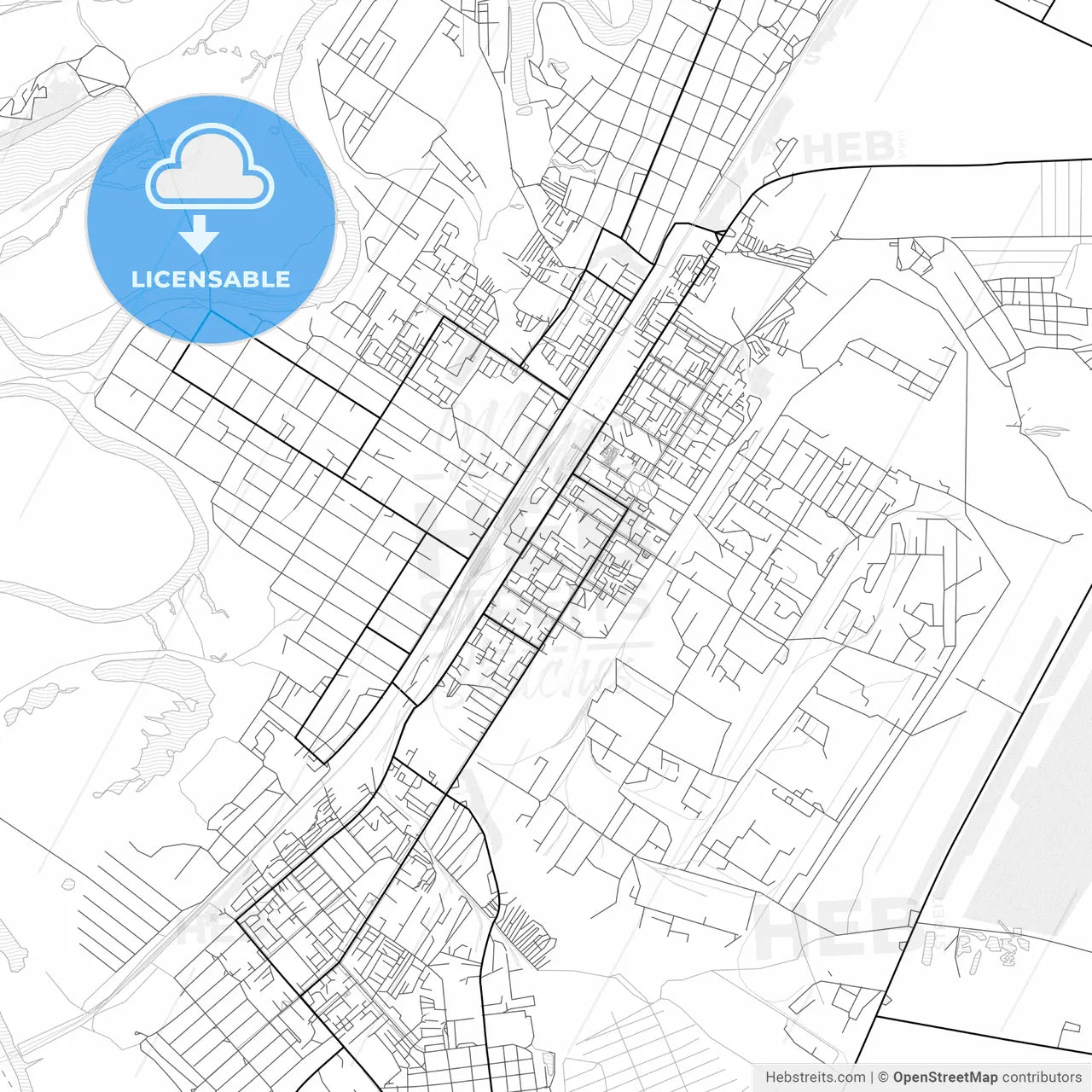 Vector PDF map of Chapayevsk, Russia