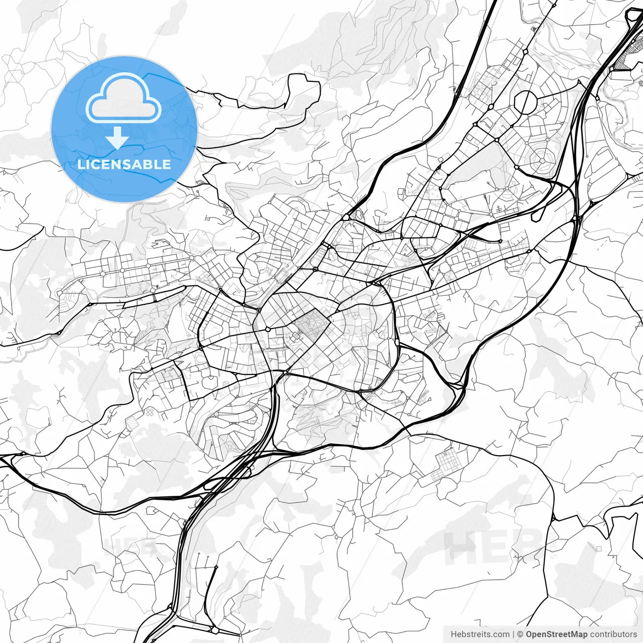 Vector PDF map of Oviedo, Spain