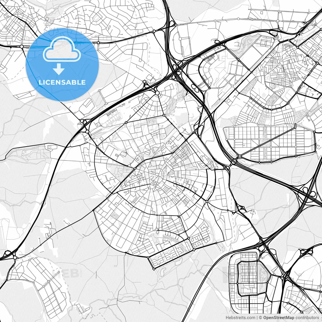 Vector PDF map of Móstoles, Spain