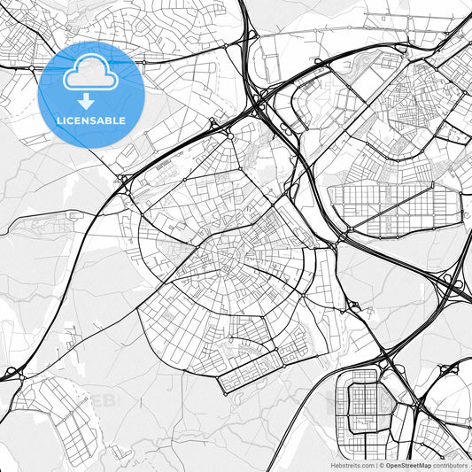 Vector PDF map of Móstoles, Spain