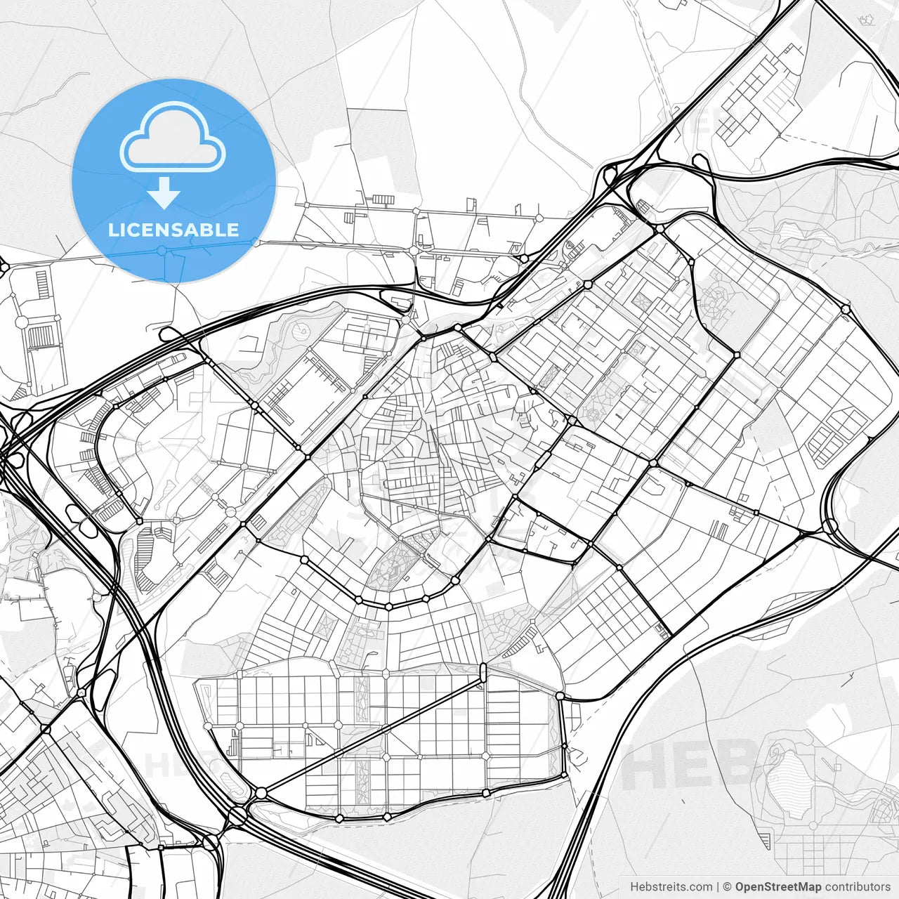 Vector PDF map of Alcorcón, Spain