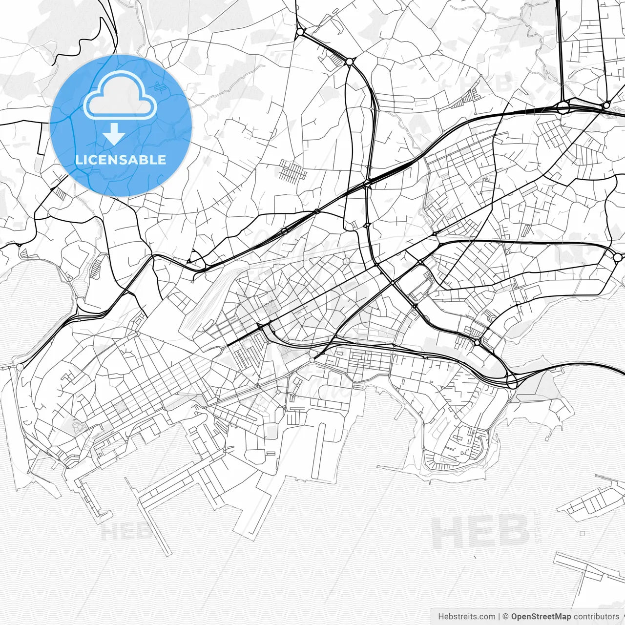 Vector PDF map of Ferrol, Spain
