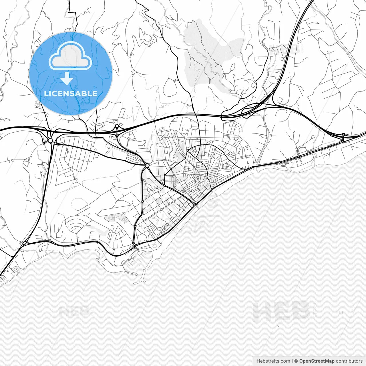 Vector PDF map of Estepona, Spain