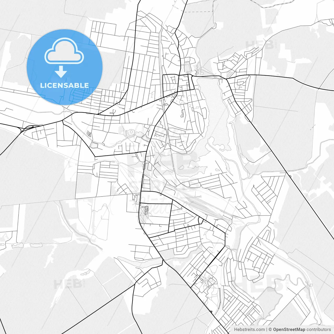 Vector PDF map of Smila, Ukraine