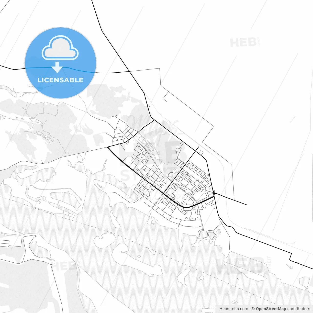 Vector PDF map of Horishni Plavni, Ukraine