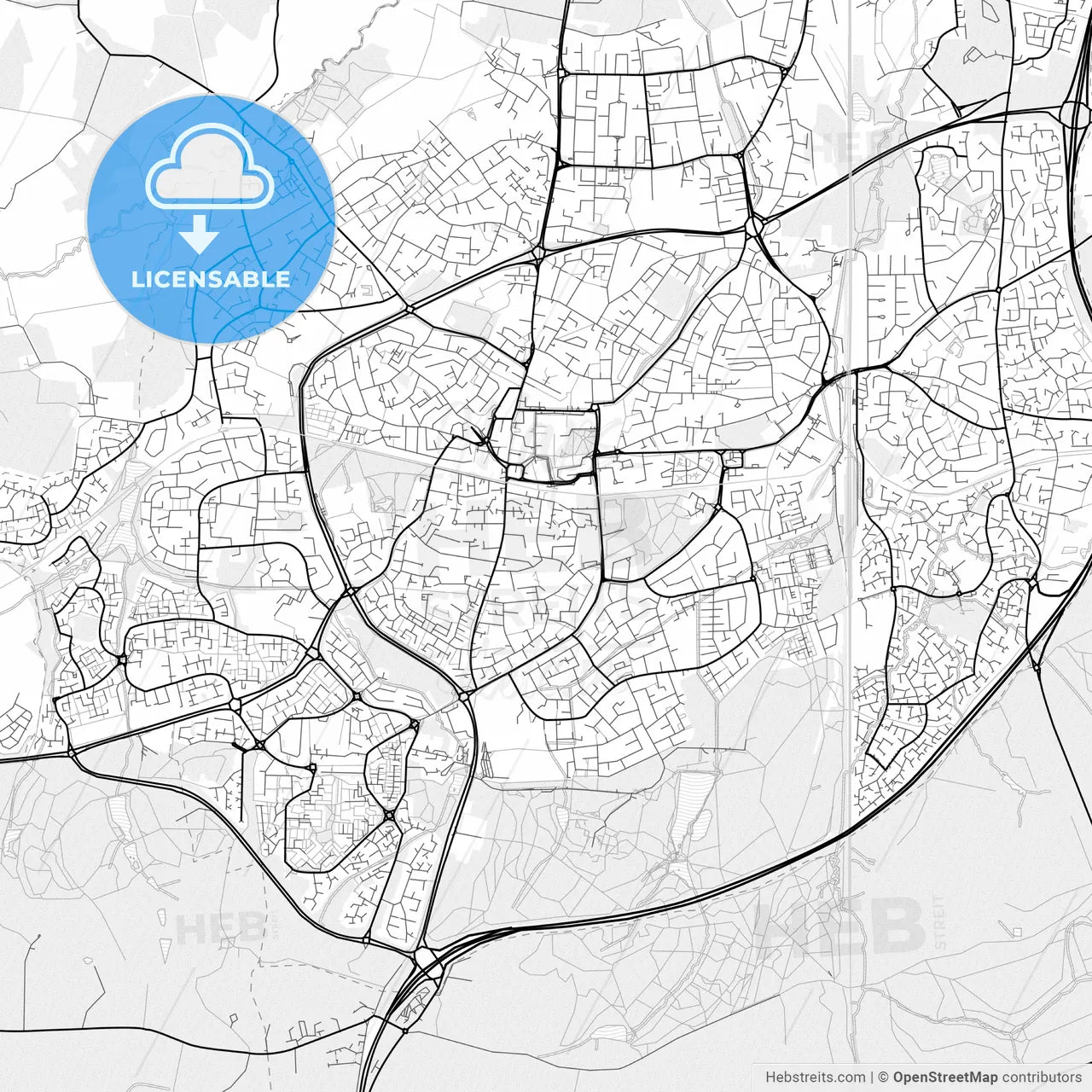 Vector PDF map of Crawley, England