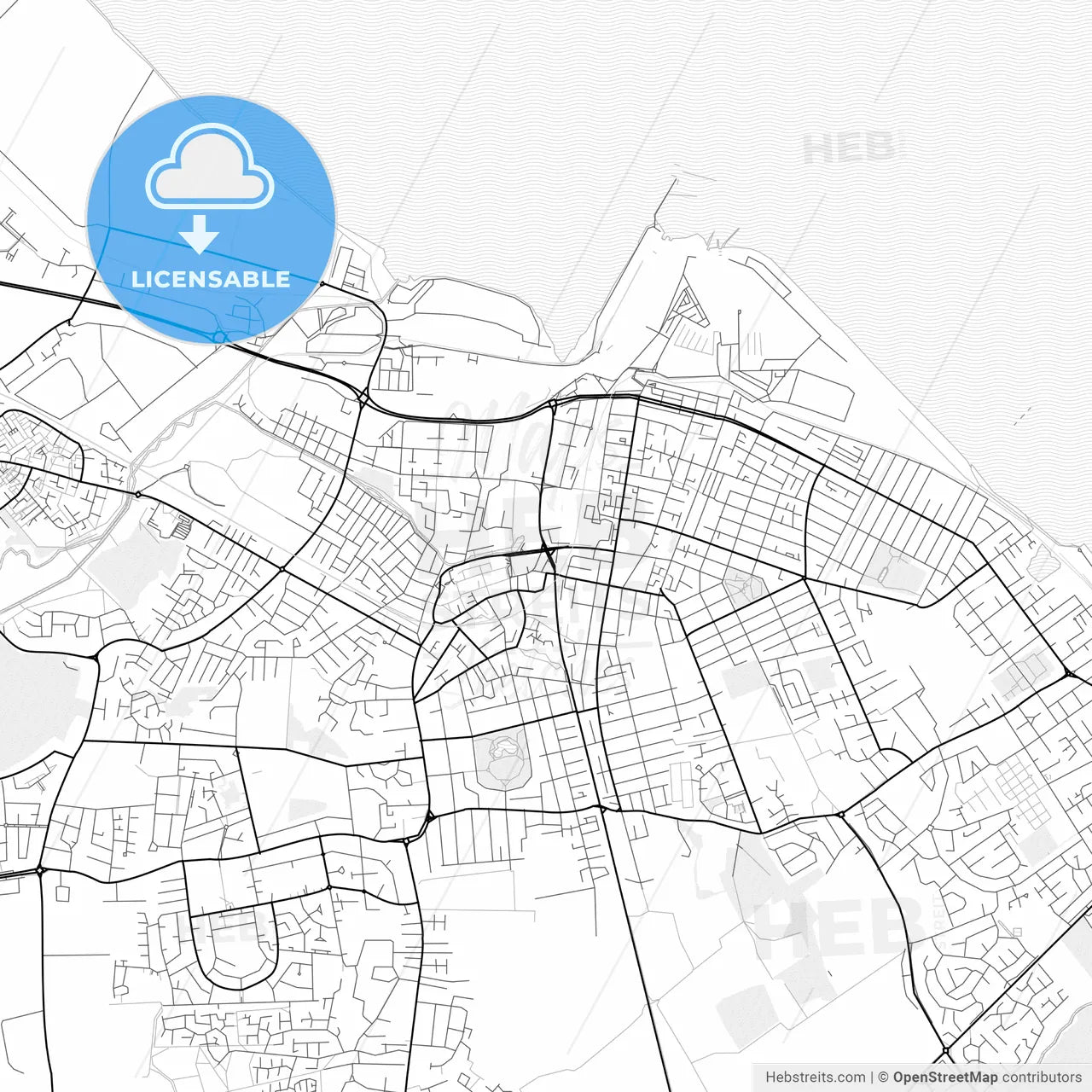 Vector PDF map of Grimsby, England