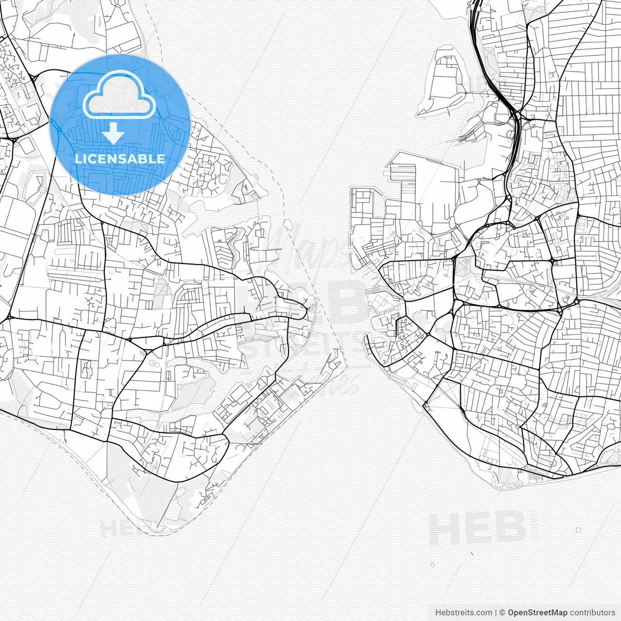 Vector PDF map of Gosport, England