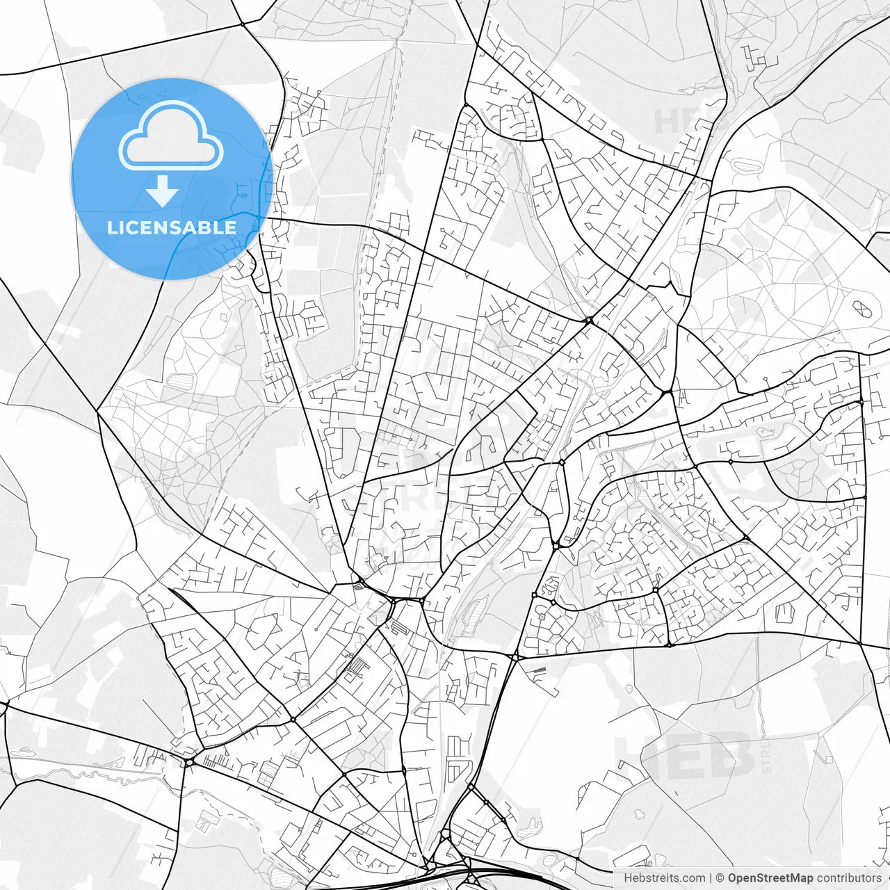 Vector PDF map of Cannock, England