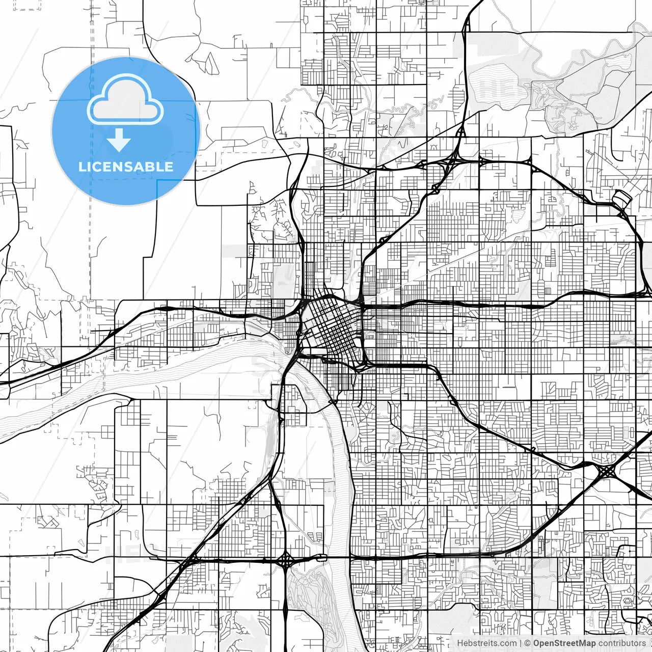 Vector PDF map of Tulsa, Oklahoma, United States