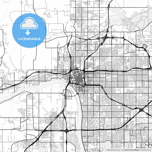 Vector PDF map of Tulsa, Oklahoma, United States