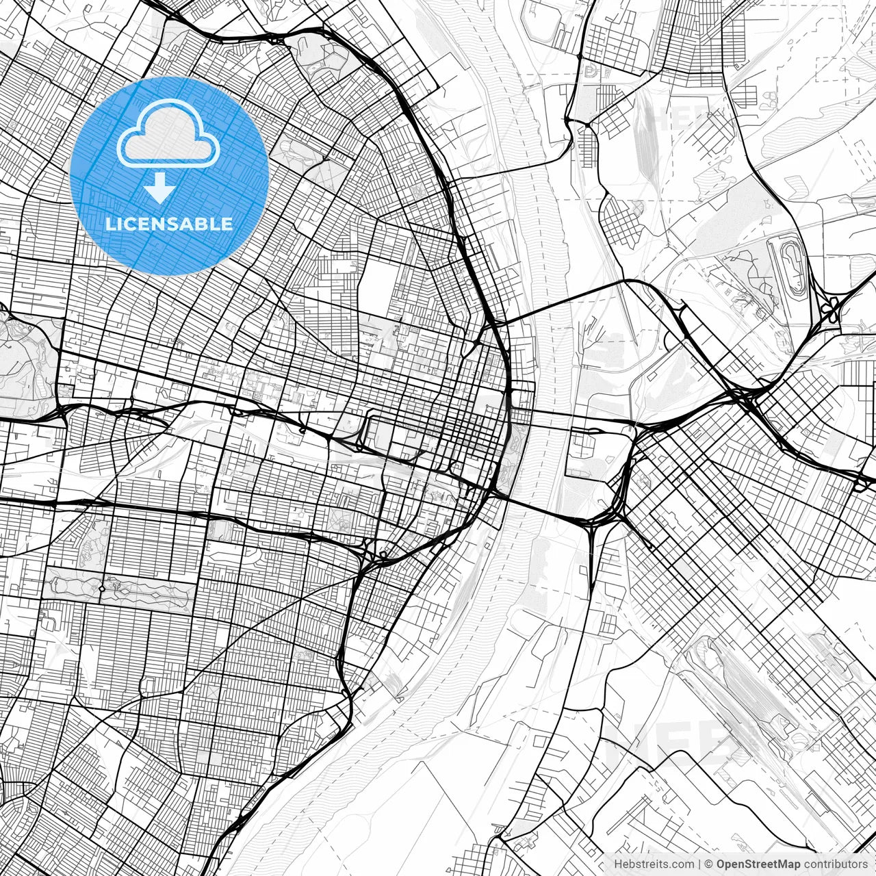 Vector PDF map of St. Louis, Missouri, United States