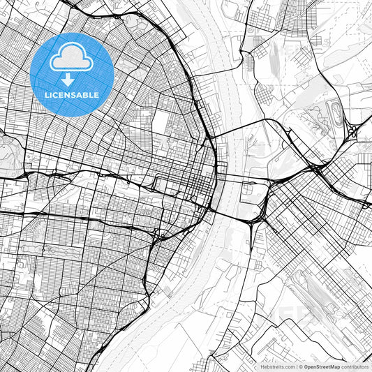 Vector PDF map of St. Louis, Missouri, United States