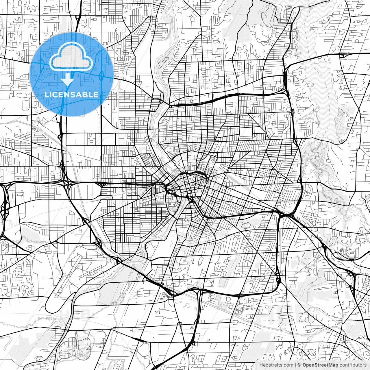 Vector PDF map of Rochester, New York, United States