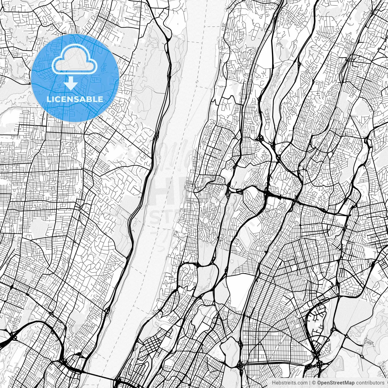 Vector PDF map of Yonkers, New York, United States