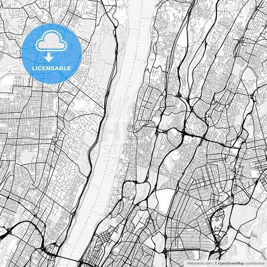 Vector PDF map of Yonkers, New York, United States