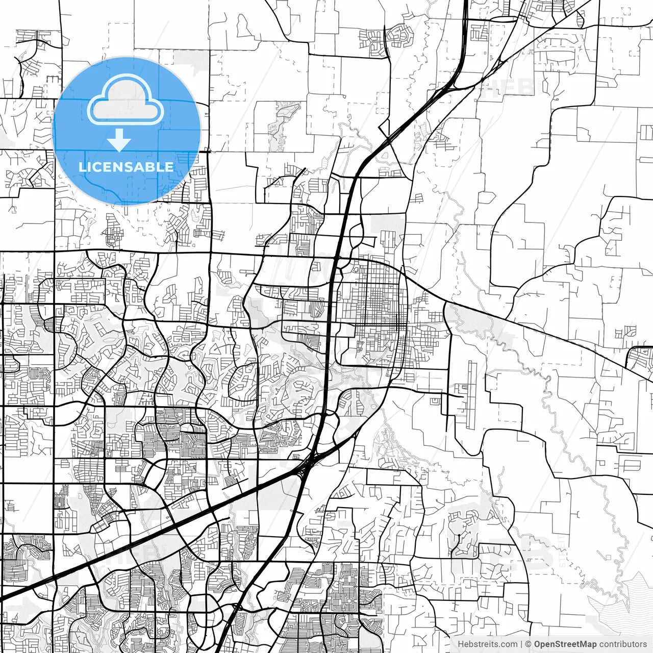 Vector PDF map of McKinney, Texas, United States