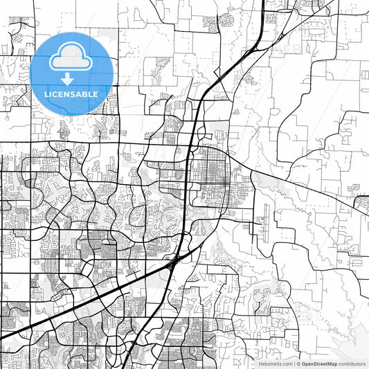 Vector PDF map of McKinney, Texas, United States