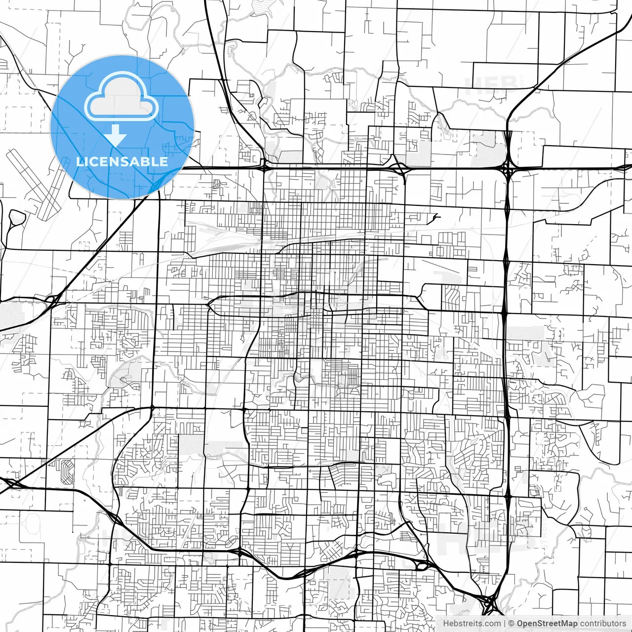 Vector PDF map of Springfield, Missouri, United States