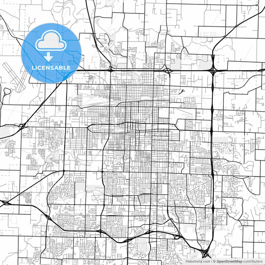 Vector PDF map of Springfield, Missouri, United States