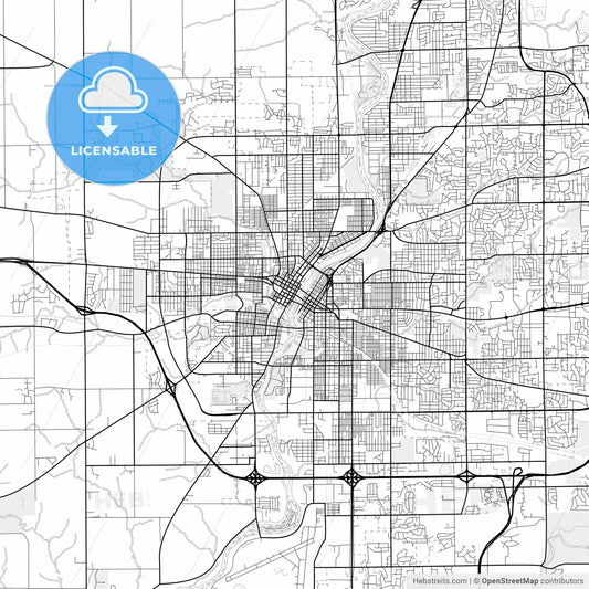 Vector PDF map of Rockford, Illinois, United States