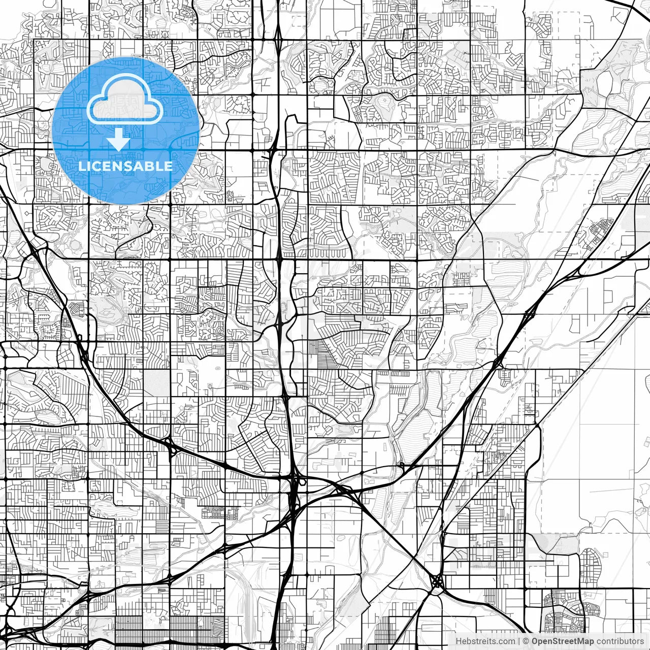 Vector PDF map of Thornton, Colorado, United States