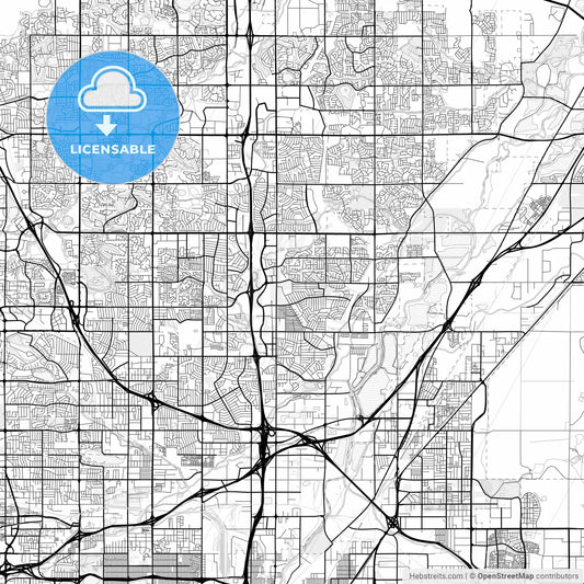 Vector PDF map of Thornton, Colorado, United States