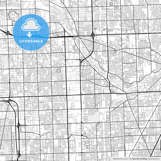 Vector PDF map of Sterling Heights, Michigan, United States