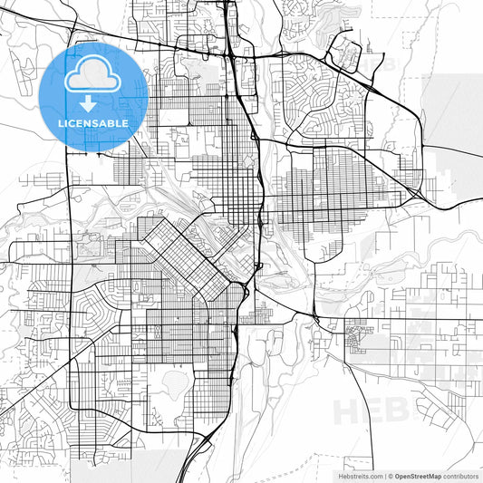 Vector PDF map of Pueblo, Colorado, United States